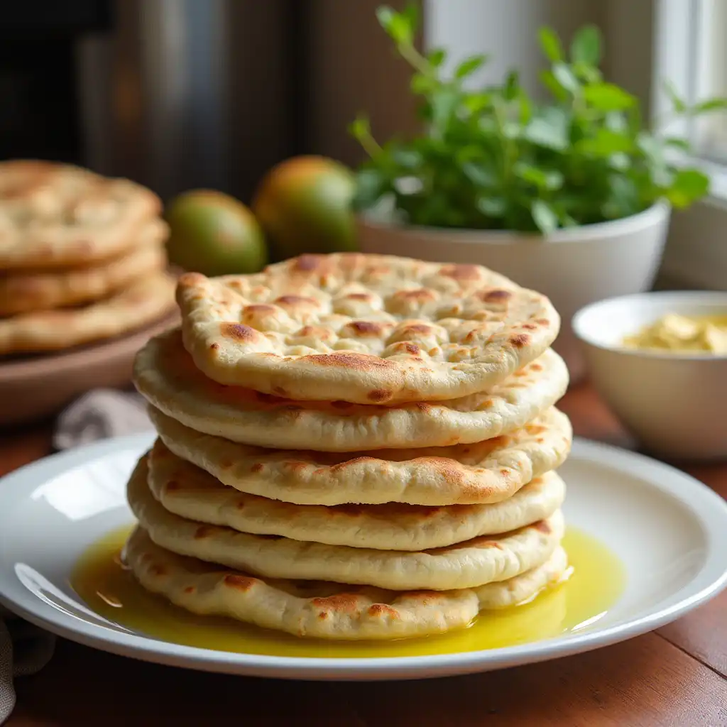 Warm pita bread made with sourdough discard