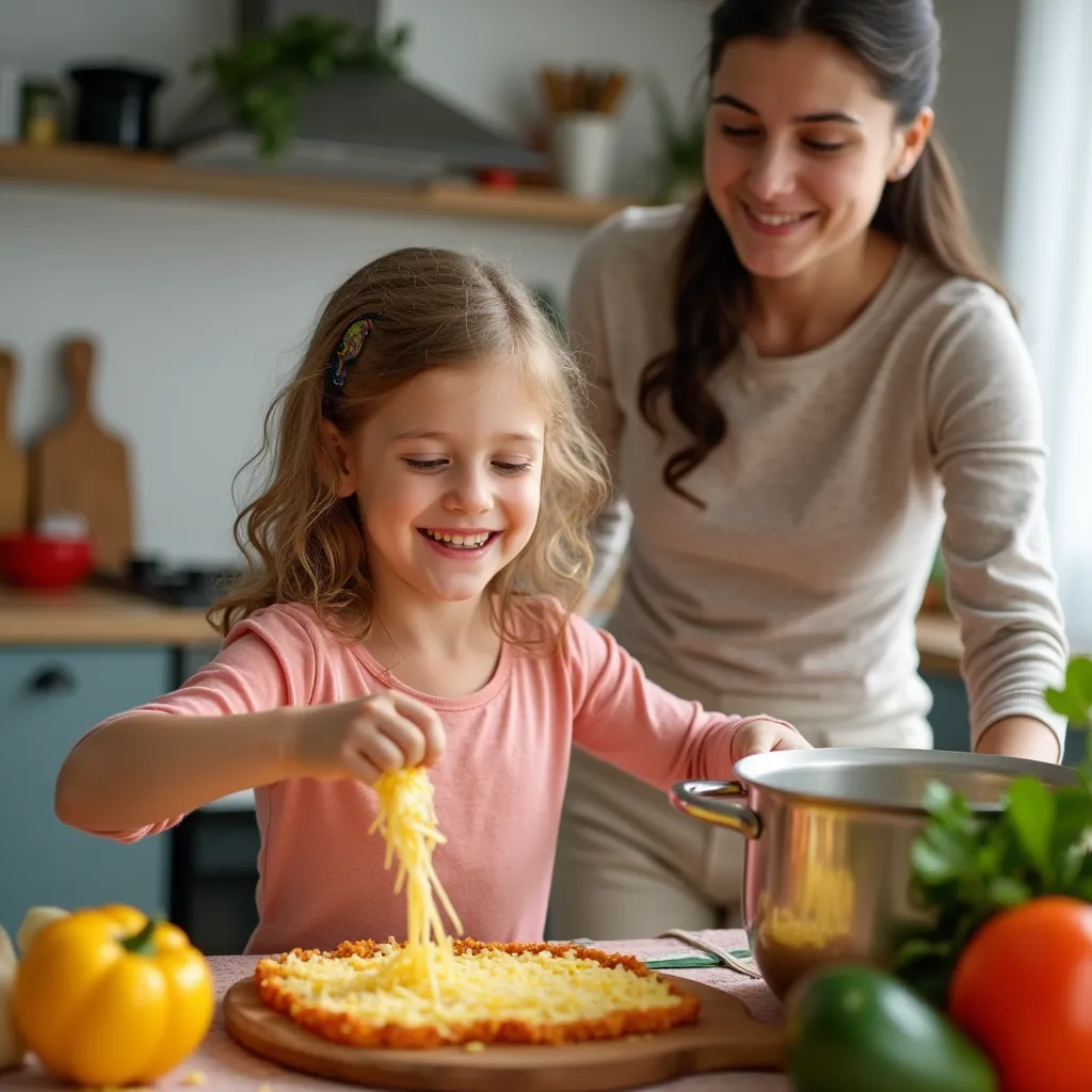 Child and parent cooking together to make a Kidspot Recipes Dinner