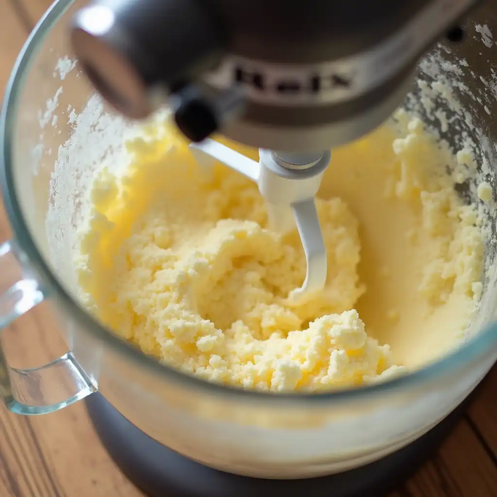 Mixing dry ingredients including flour, baking powder, and a pinch of salt for CPS cookies recipe.
