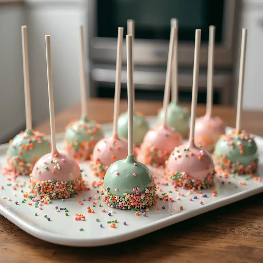 Elegant display of homemade Starbucks cake pops on a cake stand, ready to be served.